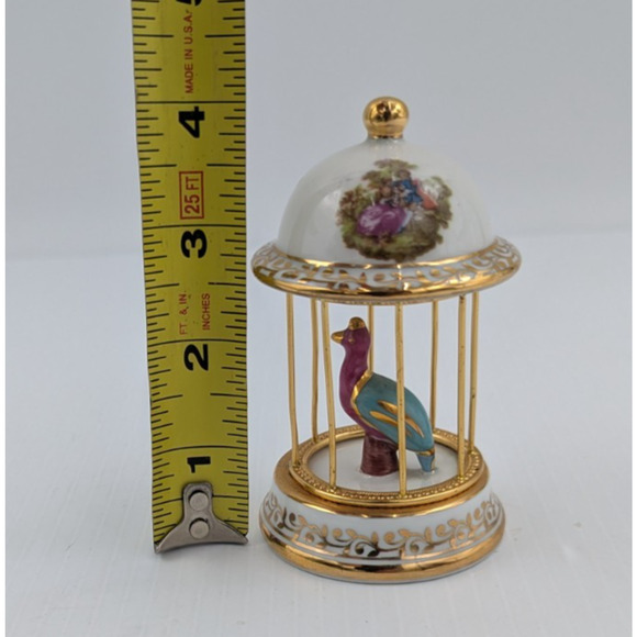 Limoges France Gilded Hand Painted & Transferware Porcelain Bird Cage 4" - Picture 10 of 10